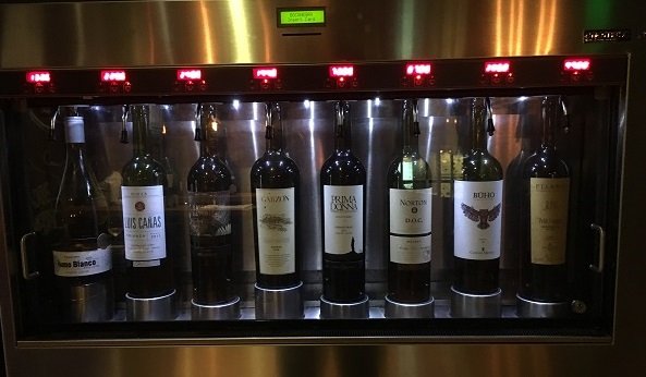 varias garrafas de vinhos em exposição